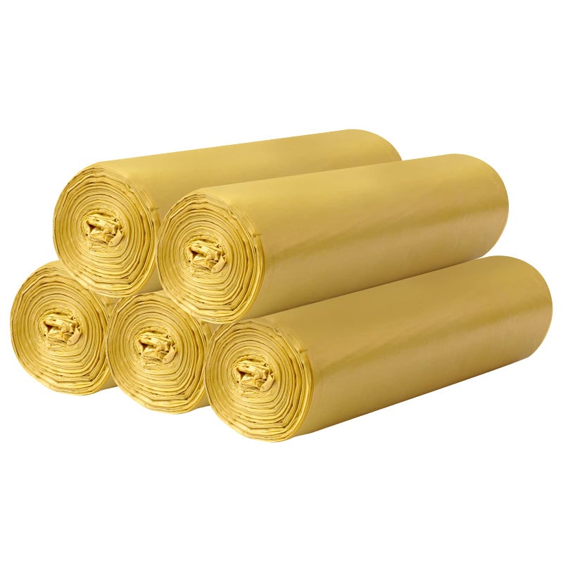 HDY 5 Rolls Small Trash Bags - 100 Counts Durable 4 Gallon Small Garbage Bags for home office kitchen Bathroom Bedroom Trash Can liners（Golden） - Image 1